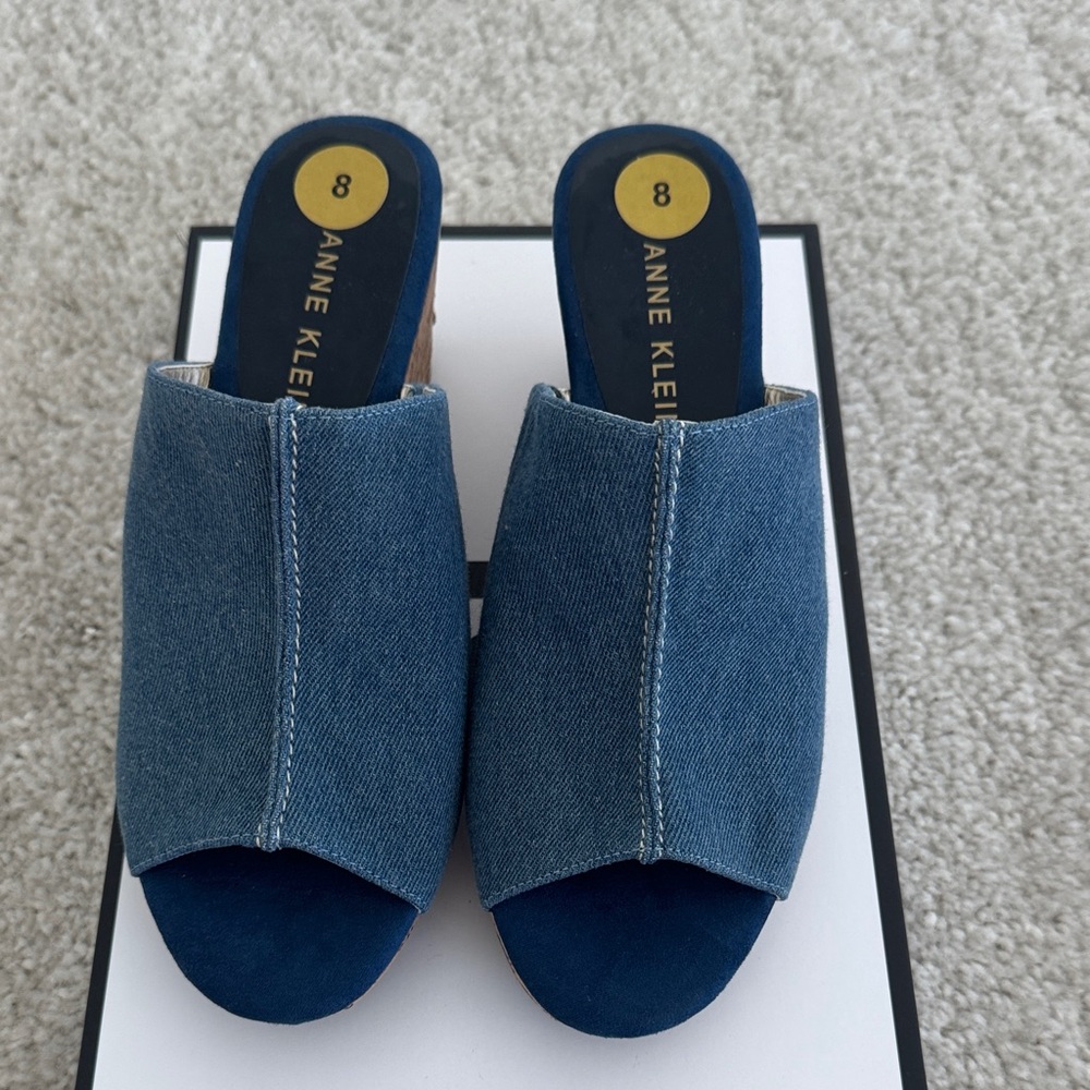 Anne Klein Denim Blue Platform Sandals, Size: 8, NWOT